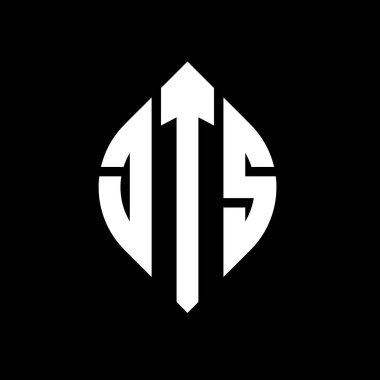 Çember ve elips şekilli JTS daire harf logosu tasarımı. Tipografik şekilli JTS elips harfleri. Üç baş harf daire şeklinde bir logo oluşturuyor. JTS Çember Amblemi Soyut Monogram Harf İşaretleyici Vektörü.