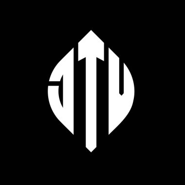 Dairesel ve elips şekilli JTV daire harf logosu tasarımı. Tipografik şekilli JTV elips harfleri. Üç baş harf daire şeklinde bir logo oluşturuyor. JTV Çemberi Amblemi Soyut Monogram Harf İşaretleyici Vektörü.