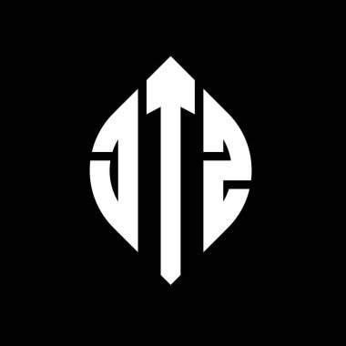 Çember ve elips şekilli JTZ daire harf logosu tasarımı. Tipografik tarzda JTZ elips harfleri. Üç baş harf daire şeklinde bir logo oluşturuyor. JTZ Çember Amblemi Soyut Monogram Harf İşaretleyici Vektörü.