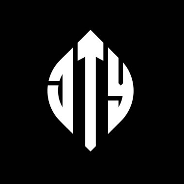 Çember ve elips şekilli JTY daire harf logosu tasarımı. Typographic tarzında JTY elips harfleri. Üç baş harf daire şeklinde bir logo oluşturuyor. JTY Çemberi Amblemi Soyut Monogram Harf İşaretleme Vektörü.