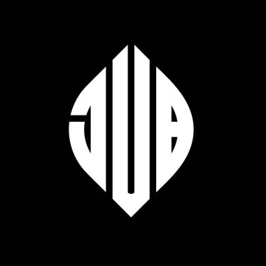 Daire ve elips şekilli JUB daire harf logosu tasarımı. Tipografik biçimli JUB elips harfleri. Üç baş harf daire şeklinde bir logo oluşturuyor. JUB Çember Amblemi Soyut Monogram Harf İşaretleyici Vektörü.