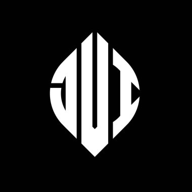 Dairesel ve elips şekilli JVI daire harf logosu tasarımı. Tipografik tarzda JVI elips harfleri. Üç baş harf daire şeklinde bir logo oluşturuyor. JVI Çember Amblemi Soyut Monogram Harf İşaretleyici Vektörü.