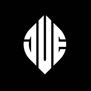 Çember ve elips şekilli JVE daire harf logosu tasarımı. Tipografik biçimli JVE elips harfleri. Üç baş harf daire şeklinde bir logo oluşturuyor. JVE Çemberi Amblemi Soyut Monogram Harf İşaretleyici Vektörü.