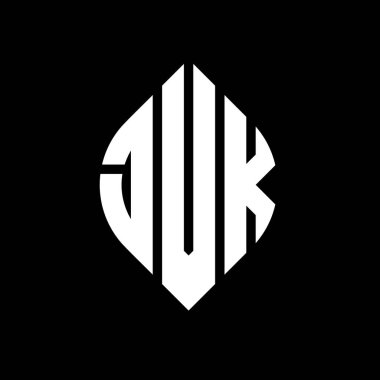 Daire ve elips şekilli JVK daire harf logosu tasarımı. Tipografik biçimli JVK elips harfleri. Üç baş harf daire şeklinde bir logo oluşturuyor. JVK Çember Amblemi Soyut Monogram Harf İşaretleyici Vektörü.