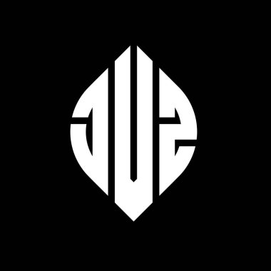 Daire ve elips şekilli JVZ daire harf logosu tasarımı. Tipografik biçimli JVZ elips harfleri. Üç baş harf daire şeklinde bir logo oluşturuyor. JVZ Çember Amblemi Soyut Monogram Harf İşaretleyici Vektörü.