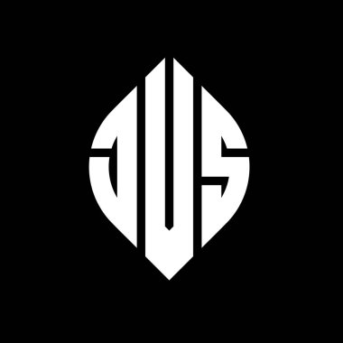 Daire ve elips şekilli JVS yuvarlak harf logosu tasarımı. Tipografik biçimli JVS elips harfleri. Üç baş harf daire şeklinde bir logo oluşturuyor. JVS Çember Amblemi Soyut Monogram Harf İşaretleyici Vektörü.