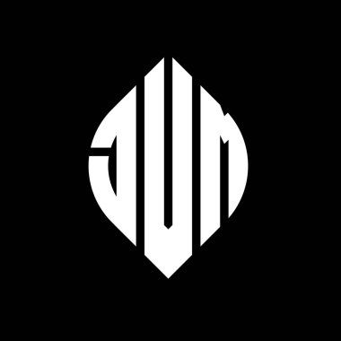 Dairesel ve elips şekilli JVM daire harf logosu tasarımı. Tipografik biçimli JVM elips harfleri. Üç baş harf daire şeklinde bir logo oluşturuyor. JVM Çember Amblemi Soyut Monogram Harf İşaretleyici Vektörü.