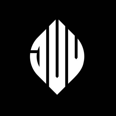 Dairesel ve elips şekilli JVV daire harf logosu tasarımı. Tipografik biçimli JVV elips harfleri. Üç baş harf daire şeklinde bir logo oluşturuyor. JVV Çember Amblemi Soyut Monogram Harf İşaretleyici Vektörü.