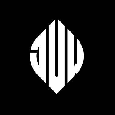 Daire ve elips şekilli JVW daire harf logosu tasarımı. Tipografik biçimli JVW elips harfleri. Üç baş harf daire şeklinde bir logo oluşturuyor. JVW Çember Amblemi Soyut Monogram Harf İşaretleyici Vektörü.