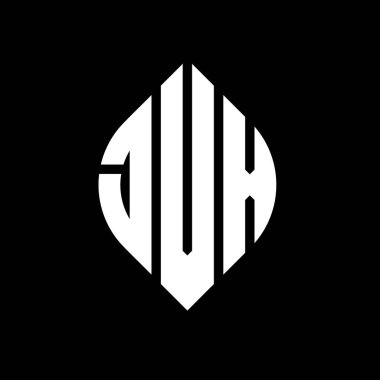 Dairesel ve elips şekilli JVX daire harf logosu tasarımı. Tipografik biçimli JVX elips harfleri. Üç baş harf daire şeklinde bir logo oluşturuyor. JVX Çember Amblemi Soyut Monogram Harf İşaretleyici Vektörü.