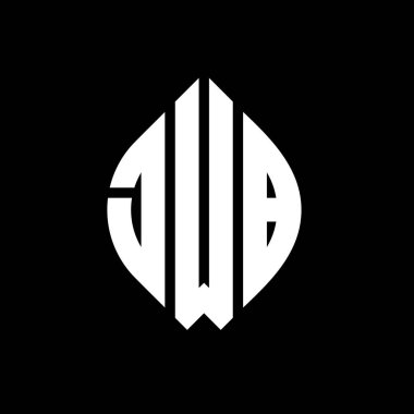Çember ve elips şekilli JWB daire harf logosu tasarımı. Tipografik biçimli JWB elips harfleri. Üç baş harf daire şeklinde bir logo oluşturuyor. JWB Çember Amblemi Soyut Monogram Harf İşaretleyici Vektörü.