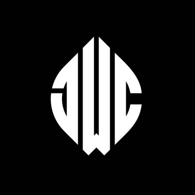 Daire ve elips şekilli JWC daire harf logosu tasarımı. Tipografik biçimli JWC elips harfleri. Üç baş harf daire şeklinde bir logo oluşturuyor. JWC Çember Amblemi Soyut Monogram Harf İşaretleyici Vektörü.
