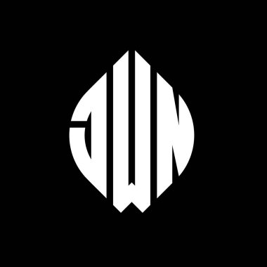 Çember ve elips şekilli JWN daire harf logosu tasarımı. Typographic tarzında JWN elips harfleri. Üç baş harf daire şeklinde bir logo oluşturuyor. JWN Çemberi Amblemi Soyut Monogram Harf İşaretleme Vektörü.