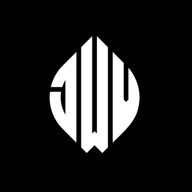 Daire ve elips şekilli JWV yuvarlak harf logosu tasarımı. Tipografik şekilli JWV elips harfleri. Üç baş harf daire şeklinde bir logo oluşturuyor. JWV Çember Amblemi Soyut Monogram Harf İşaretleyici Vektörü.