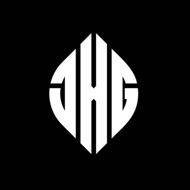 Daire ve elips şekilli JXG daire harf logosu tasarımı. Tipografik biçimli JXG elips harfleri. Üç baş harf daire şeklinde bir logo oluşturuyor. JXG Çember Amblemi Soyut Monogram Harf İşaretleyici Vektörü.