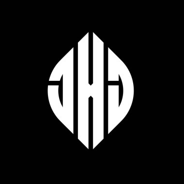 Çember ve elips şekilli JXJ daire harf logosu tasarımı. Tipografik biçimli JXJ elips harfleri. Üç baş harf daire şeklinde bir logo oluşturuyor. JXJ Çember Amblemi Soyut Monogram Harf İşaretleyici Vektörü.