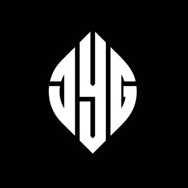 Daire ve elips şekilli JYG daire harf logosu tasarımı. Tipografik biçimli JYG elips harfleri. Üç baş harf daire şeklinde bir logo oluşturuyor. JYG Çember Amblemi Soyut Monogram Harf İşaretleyici Vektörü.