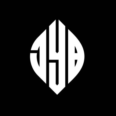 Daire ve elips şekilli JYB daire harf logosu tasarımı. Tipografik biçimli JYB elips harfleri. Üç baş harf daire şeklinde bir logo oluşturuyor. JYB Çember Amblemi Soyut Monogram Harf İşaretleyici Vektörü.