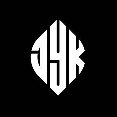 Daire ve elips şekilli JYK daire harf logosu tasarımı. Tipografik biçimli JYK elips harfleri. Üç baş harf daire şeklinde bir logo oluşturuyor. JYK Çember Amblemi Soyut Monogram Harf İşaretleyici Vektörü.