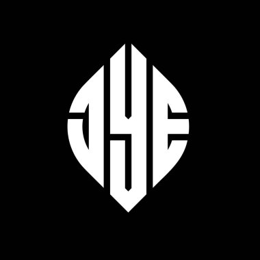 Daire ve elips şekilli JYE daire harf logosu tasarımı. Tipografik şekilli JYE elips harfleri. Üç baş harf daire şeklinde bir logo oluşturuyor. JYE Çember Amblemi Soyut Monogram Harf İşaretleyici Vektörü.