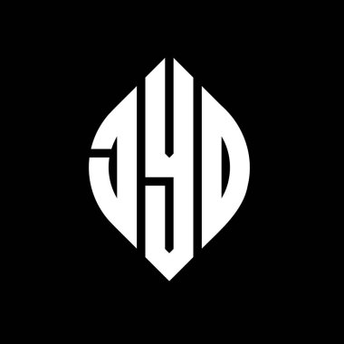 Daire ve elips şekilli JYD daire harf logosu tasarımı. Tipografik biçimli JYD elips harfleri. Üç baş harf daire şeklinde bir logo oluşturuyor. JYD Çember Amblemi Soyut Monogram Harf İşaretleyici Vektörü.