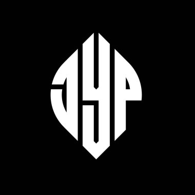 Çember ve elips şekilli JYP daire harf logosu tasarımı. Tipografik biçimli JYP elips harfleri. Üç baş harf daire şeklinde bir logo oluşturuyor. JYP Çember Amblemi Soyut Monogram Harf İşaretleyici Vektörü.