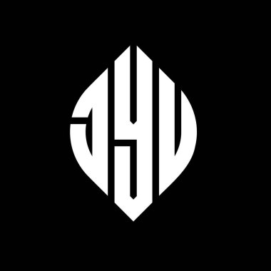 Daire ve elips şekilli JYU daire harf logosu tasarımı. Tipografik şekilli JYU elips harfleri. Üç baş harf daire şeklinde bir logo oluşturuyor. JYU Çember Amblemi Soyut Monogram Harf İşaretleyici Vektörü.