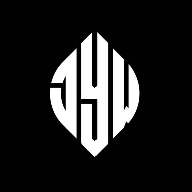 Daire ve elips şekilli JYW daire harf logosu tasarımı. Tipografik biçimli JYW elips harfleri. Üç baş harf daire şeklinde bir logo oluşturuyor. JYW Çember Amblemi Soyut Monogram Harf İşaretleyici Vektörü.