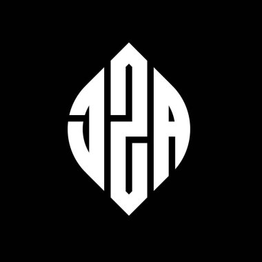 Çember ve elips şekilli JZA daire harfli logo tasarımı. Tipografik biçimli JZA elips harfleri. Üç baş harf daire şeklinde bir logo oluşturuyor. JZA Çember Amblemi Soyut Monogram Harf İşaretleyici Vektörü.