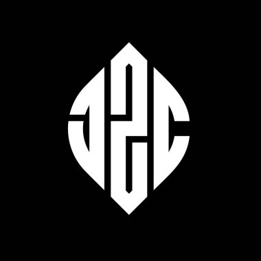Çember ve elips şekilli JZC daire harf logosu tasarımı. Tipografik biçimli JZC elips harfleri. Üç baş harf daire şeklinde bir logo oluşturuyor. JZC Çember Amblemi Soyut Monogram Harf İşaretleyici Vektörü.