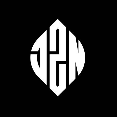 Çember ve elips şekilli JZN daire harf logosu tasarımı. Tipografik biçimli JZN elips harfleri. Üç baş harf daire şeklinde bir logo oluşturuyor. JZN Çember Amblemi Soyut Monogram Harf İşaretleyici Vektörü.
