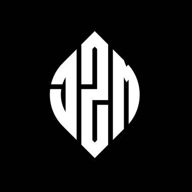 Çember ve elips şekilli JZM daire harf logosu tasarımı. Tipografik biçimli JZM elips harfleri. Üç baş harf daire şeklinde bir logo oluşturuyor. JZM Çember Amblemi Soyut Monogram Harf İşaretleyici Vektörü.