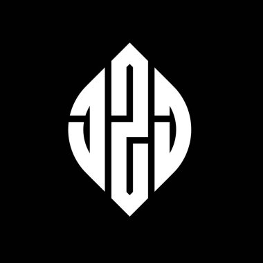 Çember ve elips şekilli JZJ daire harf logosu tasarımı. Tipografik şekilli JZJ elips harfleri. Üç baş harf daire şeklinde bir logo oluşturuyor. JZJ Çember Amblemi Soyut Monogram Harf İşaretleyici Vektörü.