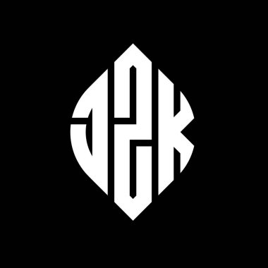 Çember ve elips şekilli JZK daire harf logosu tasarımı. Tipografik biçimli JZK elips harfleri. Üç baş harf daire şeklinde bir logo oluşturuyor. JZK Çember Amblemi Soyut Monogram Harf İşaretleyici Vektörü.