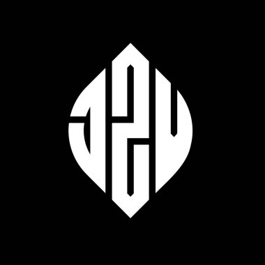 Çember ve elips şekilli JZV daire harf logosu tasarımı. Tipografik biçimli JZV elips harfleri. Üç baş harf daire şeklinde bir logo oluşturuyor. JZV Çember Amblemi Soyut Monogram Harf İşaretleyici Vektörü.