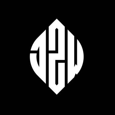 Çember ve elips şekilli JZW daire harf logosu tasarımı. Tipografik biçimli JZW elips harfleri. Üç baş harf daire şeklinde bir logo oluşturuyor. JZW Çember Amblemi Soyut Monogram Harf İşaretleyici Vektörü.