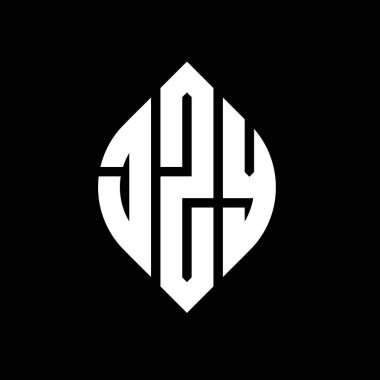 Çember ve elips şekilli JZY daire harf logosu tasarımı. Tipografik biçimli JZY elips harfleri. Üç baş harf daire şeklinde bir logo oluşturuyor. JZY Çember Amblemi Soyut Monogram Harf İşaretleyici Vektörü.