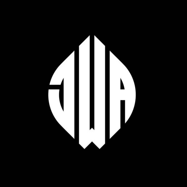 Jwa Cerchio Lettera Logo Design Con Cerchio Forma Ellittica Lettere — Vettoriale Stock