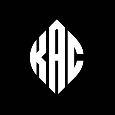 Çember ve elips şekilli KAC daire harf logosu tasarımı. Tipografik biçimli KAC elips harfleri. Üç baş harf daire şeklinde bir logo oluşturuyor. KAC Çember Amblemi Soyut Monogram Harf İşaretleme Vektörü.