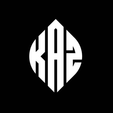 Çember ve elips şekilli KAZ daire harf logosu tasarımı. Tipografik biçimli KAZ elips harfleri. Üç baş harf daire şeklinde bir logo oluşturuyor. KAZ Çember Amblemi Soyut Monogram Harf İşaretleme Vektörü.