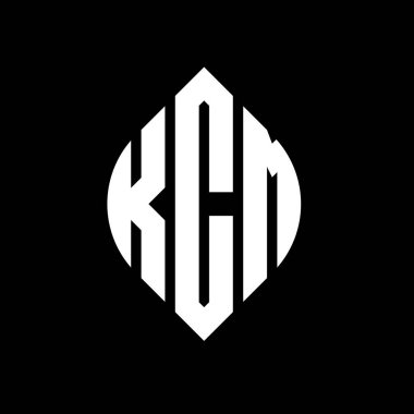 Çember ve elips şekilli KCM daire harf logosu tasarımı. Tipografik biçimli KCM elips harfleri. Üç baş harf daire şeklinde bir logo oluşturuyor. KCM Çember Amblemi Soyut Monogram Harf İşaretleyici Vektörü.