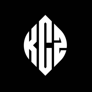 Çember ve elips şekilli KCZ daire harf logosu tasarımı. Tipografik biçimli KCZ elips harfleri. Üç baş harf daire şeklinde bir logo oluşturuyor. KCZ Çember Amblemi Soyut Monogram Harf İşaretleyici Vektörü.