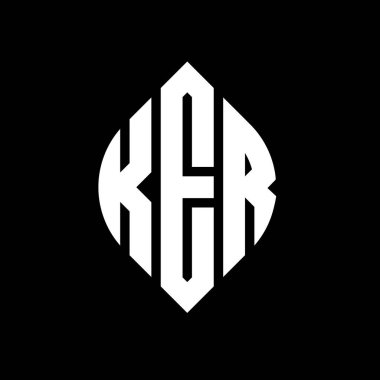 Çember ve elips şekilli KER daire harf logosu tasarımı. KER elips harfleri tipografik tarzda. Üç baş harf daire şeklinde bir logo oluşturuyor. KER Çemberi Amblemi Soyut Monogram Harf İşaretleme Vektörü.