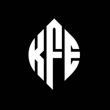 Çember ve elips şekilli KFE daire harf logosu tasarımı. KFE elips harfleri tipografik tarzda. Üç baş harf daire şeklinde bir logo oluşturuyor. KFE Çemberi Amblemi Soyut Monogram Harf İşaretleme Vektörü.