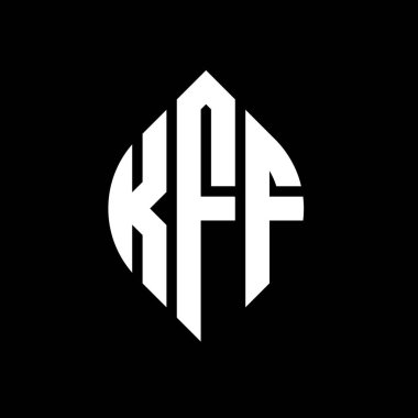 Çember ve elips şekilli KFF daire harf logosu tasarımı. Tipografik biçimli KFF elips harfleri. Üç baş harf daire şeklinde bir logo oluşturuyor. KFF Çemberi Amblemi Soyut Monogram Harfi Mark Vector.KFF daire harfli logo tasarımı daire ve ellip
