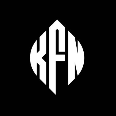 Çember ve elips şekilli KFN daire harf logosu tasarımı. Tipografik biçimli KFN elips harfleri. Üç baş harf daire şeklinde bir logo oluşturuyor. KFN Çember Amblemi Soyut Monogram Harf İşaretleyici Vektörü.