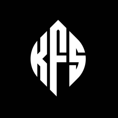Çember ve elips şekilli KFS daire harf logosu tasarımı. Tipografik biçimli KFS elips harfleri. Üç baş harf daire şeklinde bir logo oluşturuyor. KFS Çember Amblemi Soyut Monogram Harf İşaretleyici Vektörü.