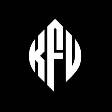 Çember ve elips şekilli KFU daire harf logosu tasarımı. Tipografik biçimli KFU elips harfleri. Üç baş harf daire şeklinde bir logo oluşturuyor. KFU Çember Amblemi Soyut Monogram Harf İşaretleyici Vektörü.