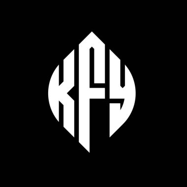 Çember ve elips şekilli KFY daire harf logosu tasarımı. Tipografik biçimli KFY elips harfleri. Üç baş harf daire şeklinde bir logo oluşturuyor. KFY Çember Amblemi Soyut Monogram Harf İşaretleyici Vektörü.