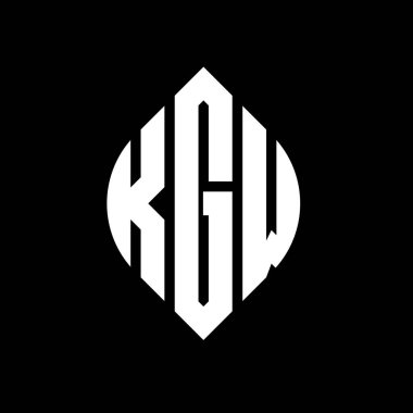 Çember ve elips şekilli KGW daire harf logosu tasarımı. Tipografik biçimli KGW elips harfleri. Üç baş harf daire şeklinde bir logo oluşturuyor. KGW Çember Amblemi Soyut Monogram Harf İşaretleyici Vektörü.
